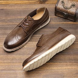 image-Men's Ultra-light Brogue Casual Retro Spring And Summer Comfortable Leather Sneakers