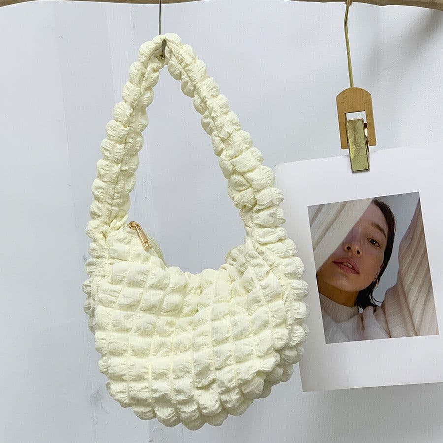 image-Women's Fashion Casual Solid Color Pleated Clouds Underarm Bag