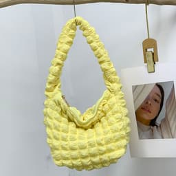 image-Women's Fashion Casual Solid Color Pleated Clouds Underarm Bag