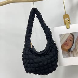 image-Women's Fashion Casual Solid Color Pleated Clouds Underarm Bag