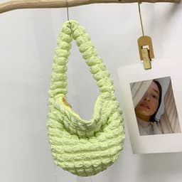image-Women's Fashion Casual Solid Color Pleated Clouds Underarm Bag