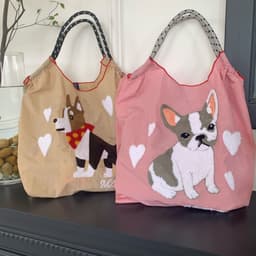 image-Embroidered Shopping Bag Hand-carrying Embroidered Nylon