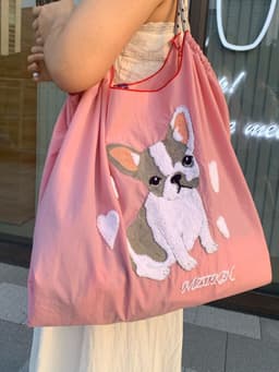 image-Embroidered Shopping Bag Hand-carrying Embroidered Nylon