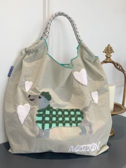 image-Embroidered Shopping Bag Hand-carrying Embroidered Nylon