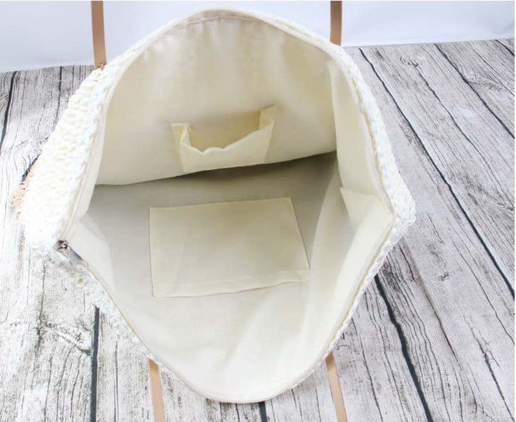 image-Fashion Color Contrast Women's Striped Models Straw Bag