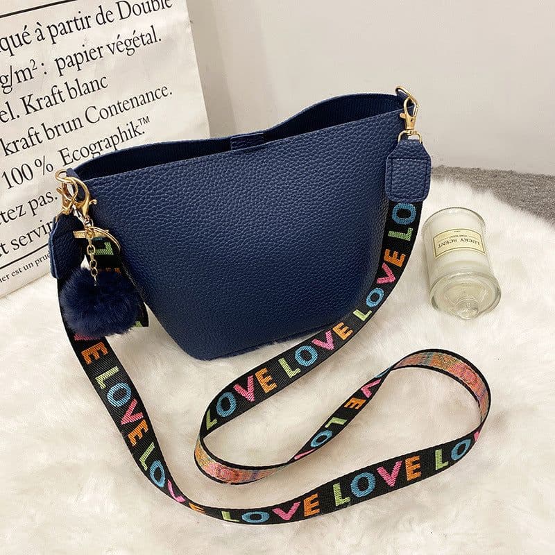 image-Printing Shoulder Girdle Women's Bucket Bag Lychee Pattern