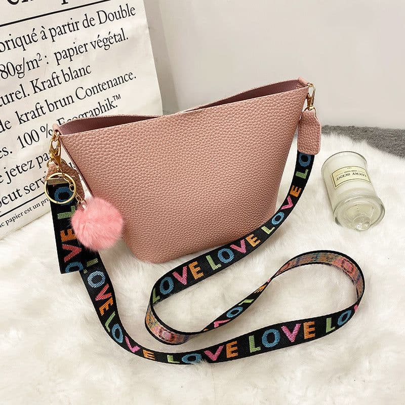 image-Printing Shoulder Girdle Women's Bucket Bag Lychee Pattern