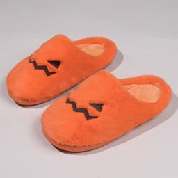image-Cute Halloween Pumpkin Slippers Winter Warm Plush Bedroom Floor Home Slippers Casual Slip On Comfortable Cozy Indoor House Shoes