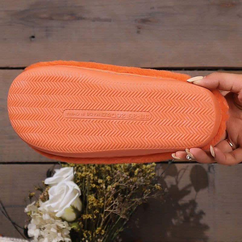 image-Cute Halloween Pumpkin Slippers Winter Warm Plush Bedroom Floor Home Slippers Casual Slip On Comfortable Cozy Indoor House Shoes