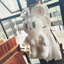 image-Rabbit Cute Furry Big Eyes Backpack Shoulder Travel Bag