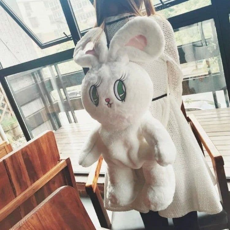 image-Rabbit Cute Furry Big Eyes Backpack Shoulder Travel Bag