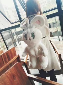image-Rabbit Cute Furry Big Eyes Backpack Shoulder Travel Bag