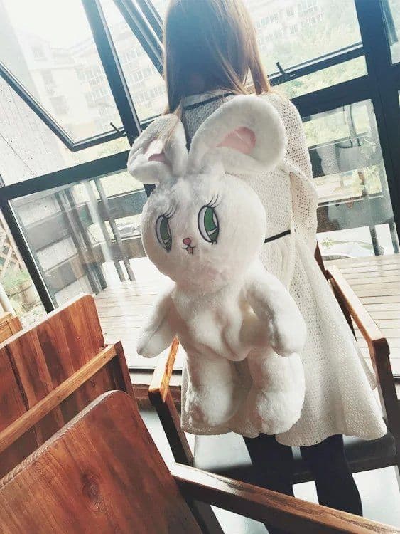 image-Rabbit Cute Furry Big Eyes Backpack Shoulder Travel Bag