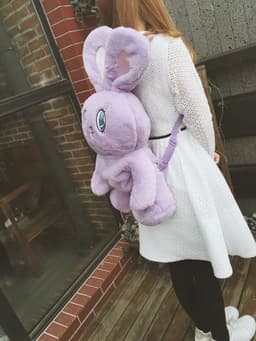 image-Rabbit Cute Furry Big Eyes Backpack Shoulder Travel Bag