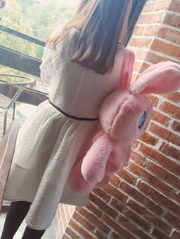 image-Rabbit Cute Furry Big Eyes Backpack Shoulder Travel Bag