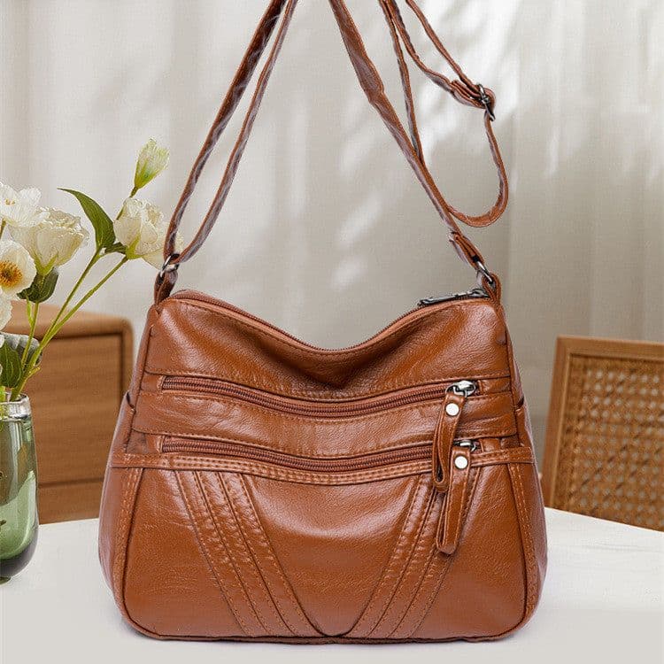 image-Women's Fashion Casual Crossbody Soft Leather Multi-pocket Shoulder Bag
