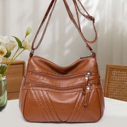 image-Women's Fashion Casual Crossbody Soft Leather Multi-pocket Shoulder Bag