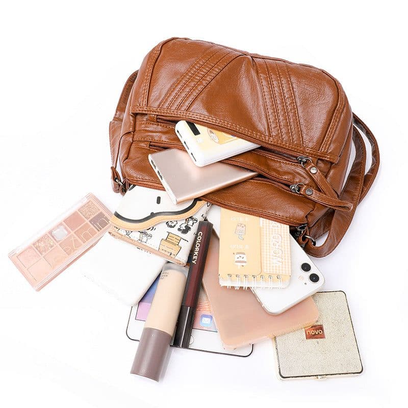 image-Women's Fashion Casual Crossbody Soft Leather Multi-pocket Shoulder Bag