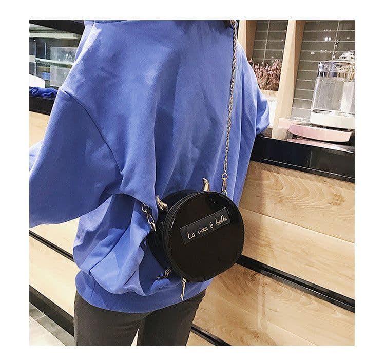 image-Personalized Corner Patent Leather Shoulder Bag Little Devil Bag Chain Crossbody Bag