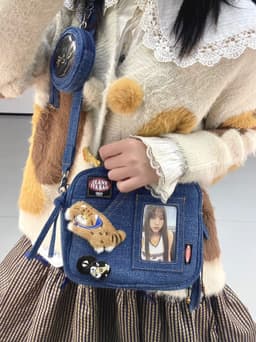 image-Versatile Handheld Leisure Mini Denim Bag Women