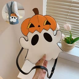 image-Halloween Shouder Bags Creative 3D Cartoon Pumpkin Ghost Design Cute Bags Women Cell Phone Purses Novelty Personalized Candy Crossbody Bags