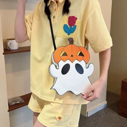 image-Halloween Shouder Bags Creative 3D Cartoon Pumpkin Ghost Design Cute Bags Women Cell Phone Purses Novelty Personalized Candy Crossbody Bags