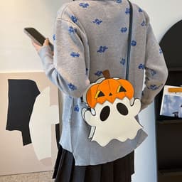 image-Halloween Shouder Bags Creative 3D Cartoon Pumpkin Ghost Design Cute Bags Women Cell Phone Purses Novelty Personalized Candy Crossbody Bags