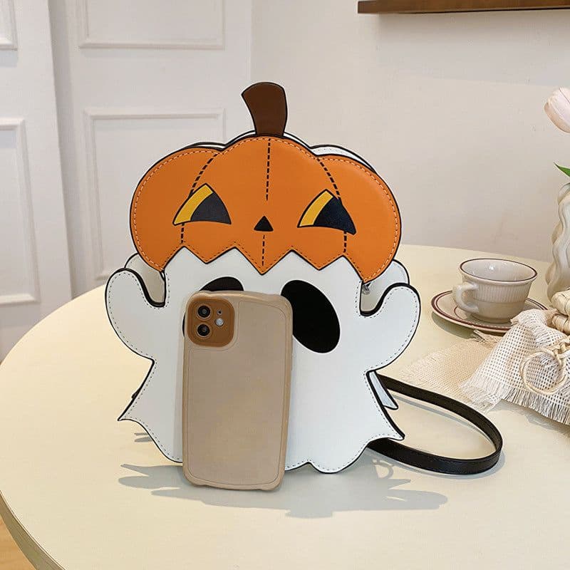 image-Halloween Shouder Bags Creative 3D Cartoon Pumpkin Ghost Design Cute Bags Women Cell Phone Purses Novelty Personalized Candy Crossbody Bags