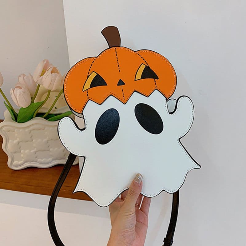 image-Halloween Shouder Bags Creative 3D Cartoon Pumpkin Ghost Design Cute Bags Women Cell Phone Purses Novelty Personalized Candy Crossbody Bags