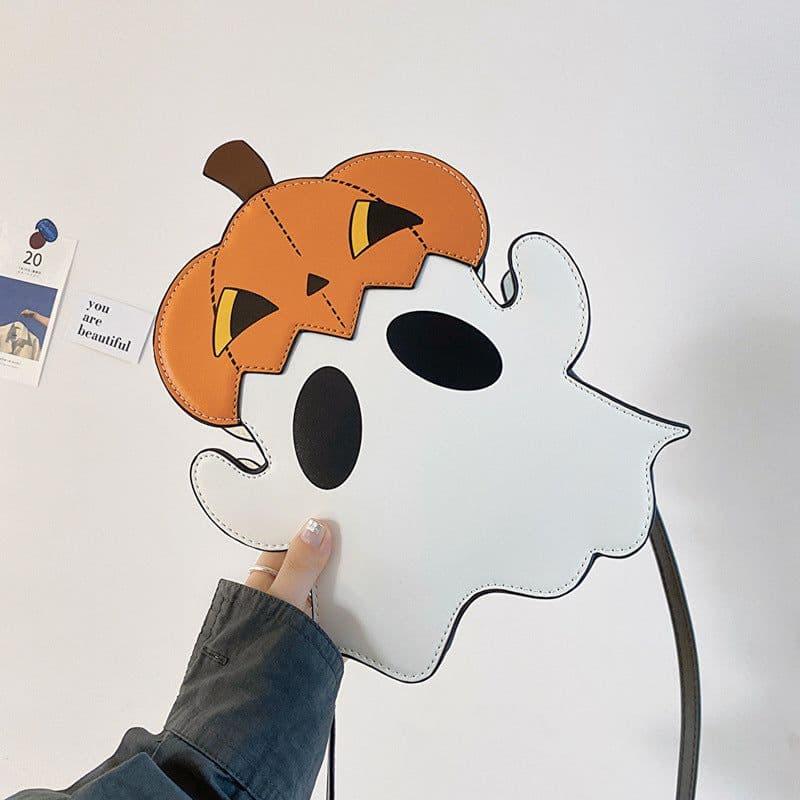 image-Halloween Shouder Bags Creative 3D Cartoon Pumpkin Ghost Design Cute Bags Women Cell Phone Purses Novelty Personalized Candy Crossbody Bags