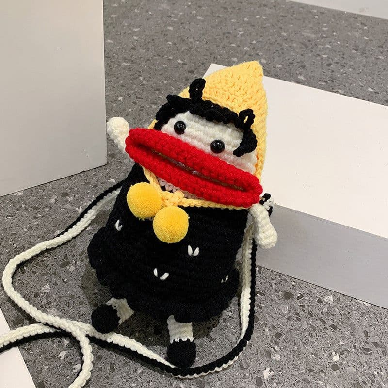 image-Handmade DIY Knitted Phone Crossbody Bag