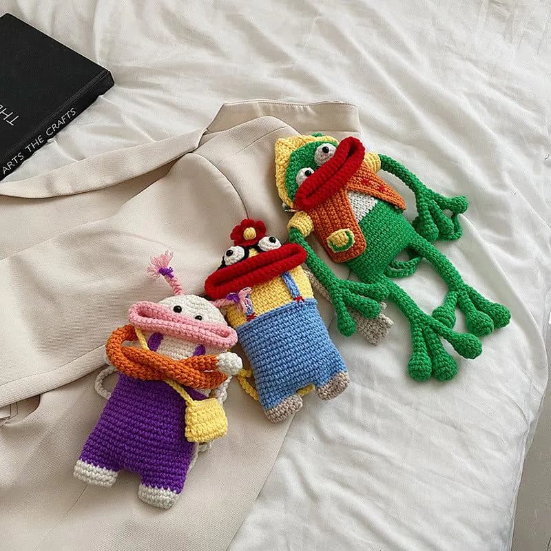 image-Handmade DIY Knitted Phone Crossbody Bag