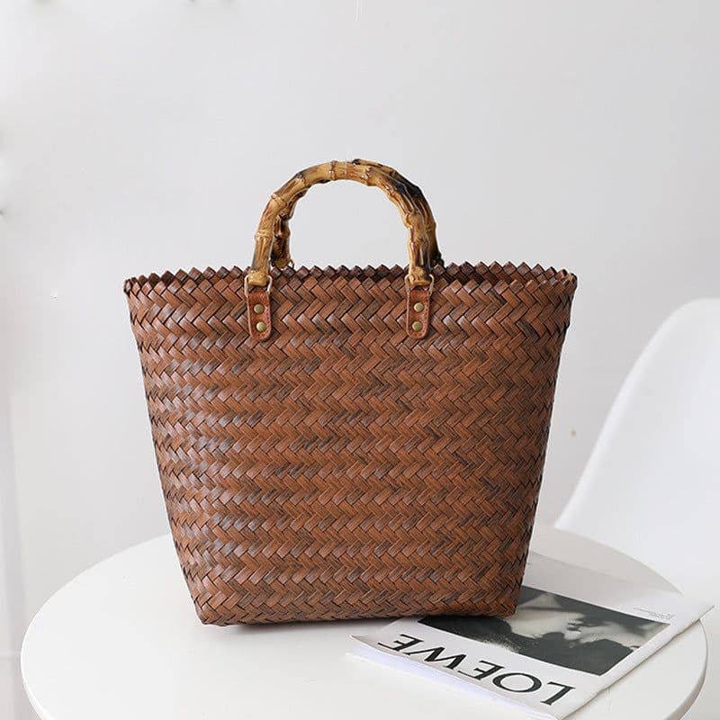 image-Women's Fashionable Retro Portable Large Capacity Handbag