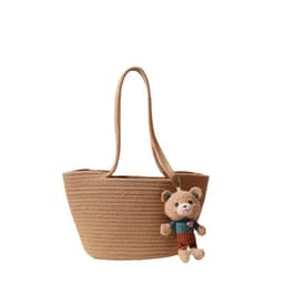 image-Women's Fashion Casual Cotton Thread Shoulder Straw Bag