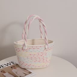 image-Women's Fashion Twist Hand-held Cotton Thread Woven Bag
