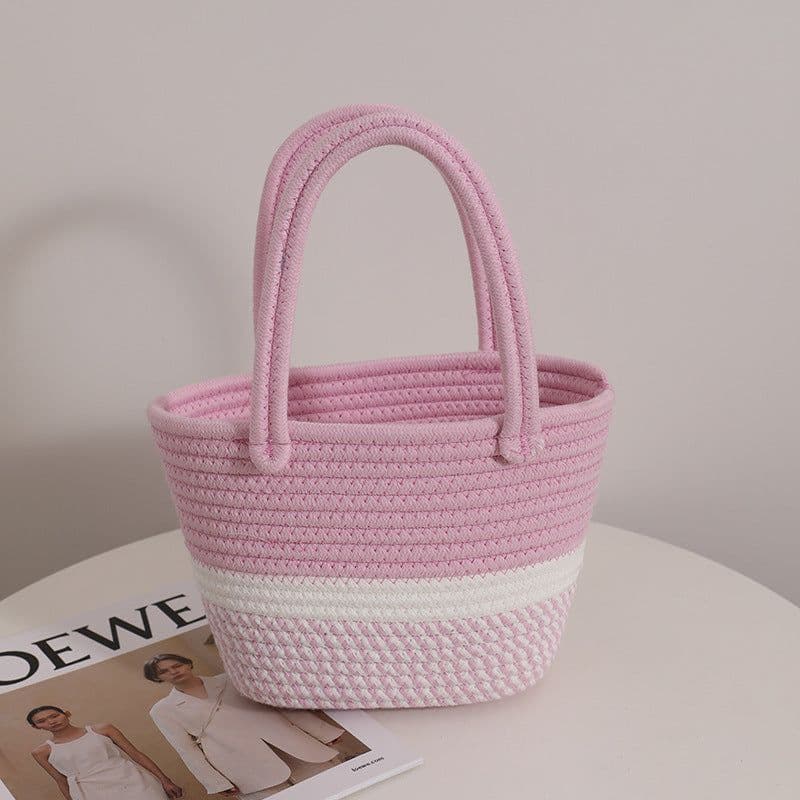 image-Women's Fashion Twist Hand-held Cotton Thread Woven Bag
