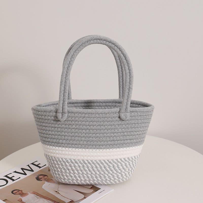 image-Women's Fashion Twist Hand-held Cotton Thread Woven Bag