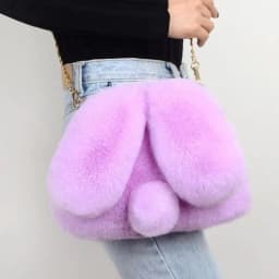 image-Women's Fashion Portable Rabbit-shaped Plush One-shoulder Satchel