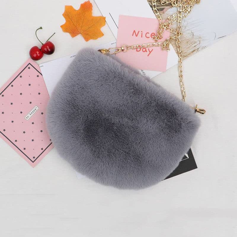 image-Women's Fashion Simple Artificial Wool Chain Bag