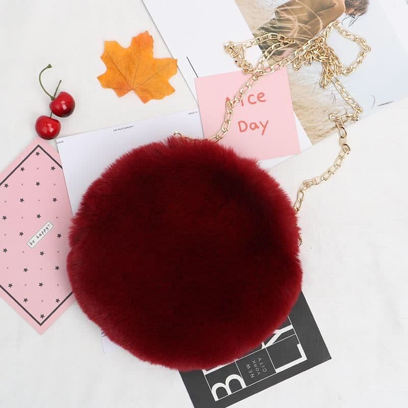 image-Women's Stylish Round Plush One-shoulder Satchel