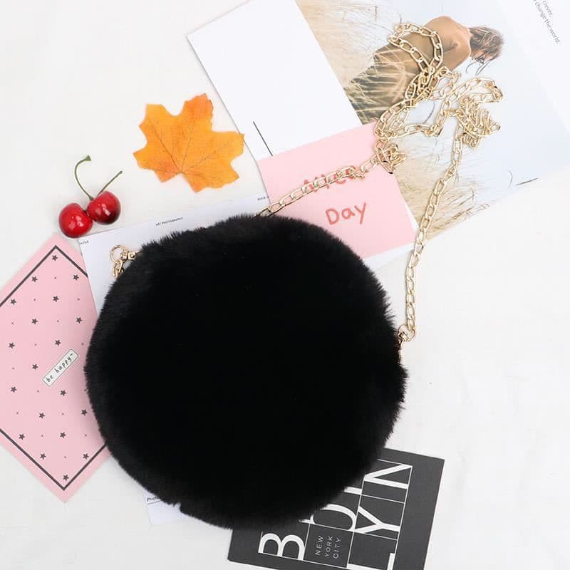 image-Women's Stylish Round Plush One-shoulder Satchel