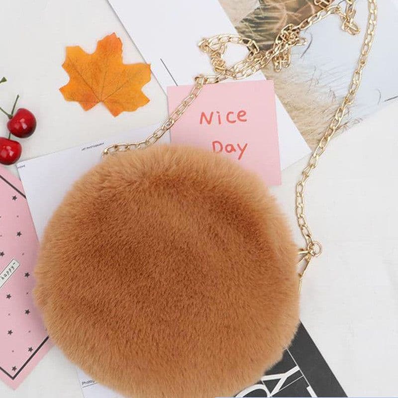 image-Women's Stylish Round Plush One-shoulder Satchel