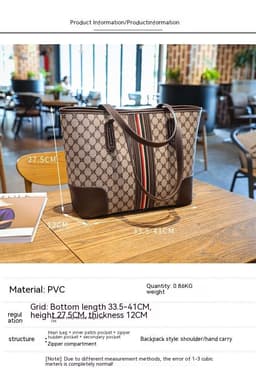 image-Korean Fashion Printed Tote Large Capacity Shoulder Bag