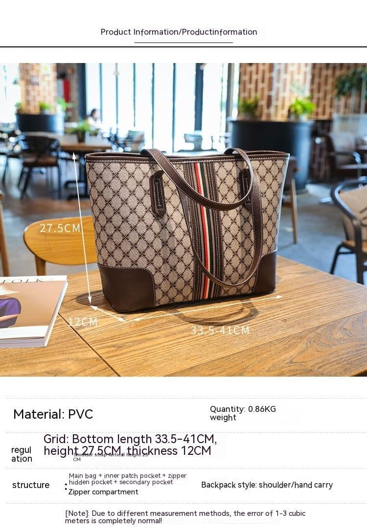 image-Korean Fashion Printed Tote Large Capacity Shoulder Bag