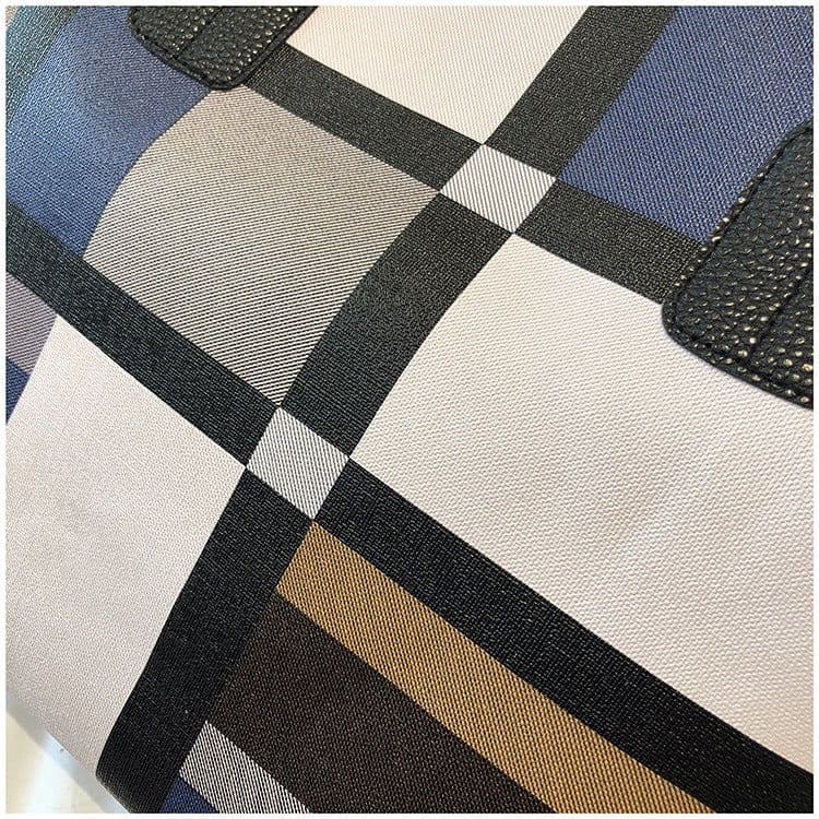 image-PU Shoulder Fashion Plaid Large Capacity Shopping Bag