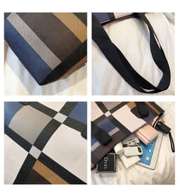 image-PU Shoulder Fashion Plaid Large Capacity Shopping Bag