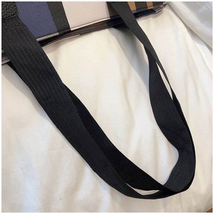 image-PU Shoulder Fashion Plaid Large Capacity Shopping Bag