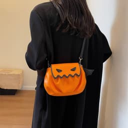 image-Funny Crossbody Bag Halloween Pumpkin Cartoon Shoulder Bags With Small Wings Personalized Creative Female Handbag