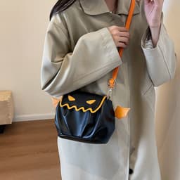 image-Funny Crossbody Bag Halloween Pumpkin Cartoon Shoulder Bags With Small Wings Personalized Creative Female Handbag