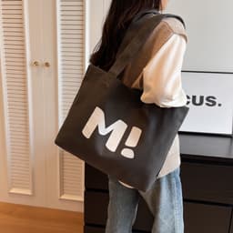 image-Letter Printed Shouder Bags Canvas Totes Bags For Women Shopper Girls Handbags Eco Environmental Large Capacity Shopping Bags